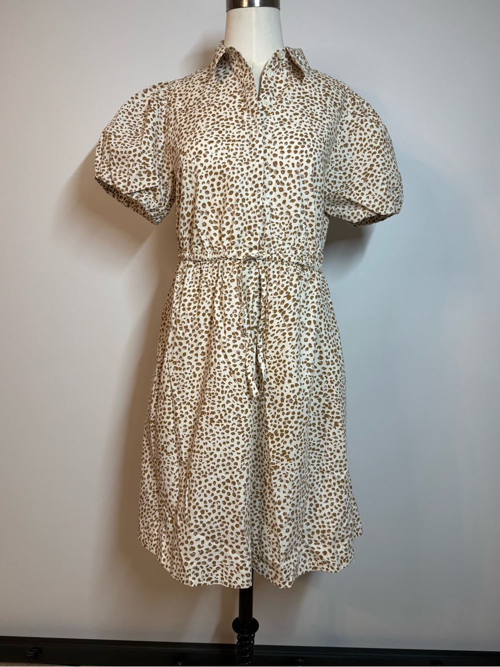 GAP Cream Mini Dress with Tan Animal Print